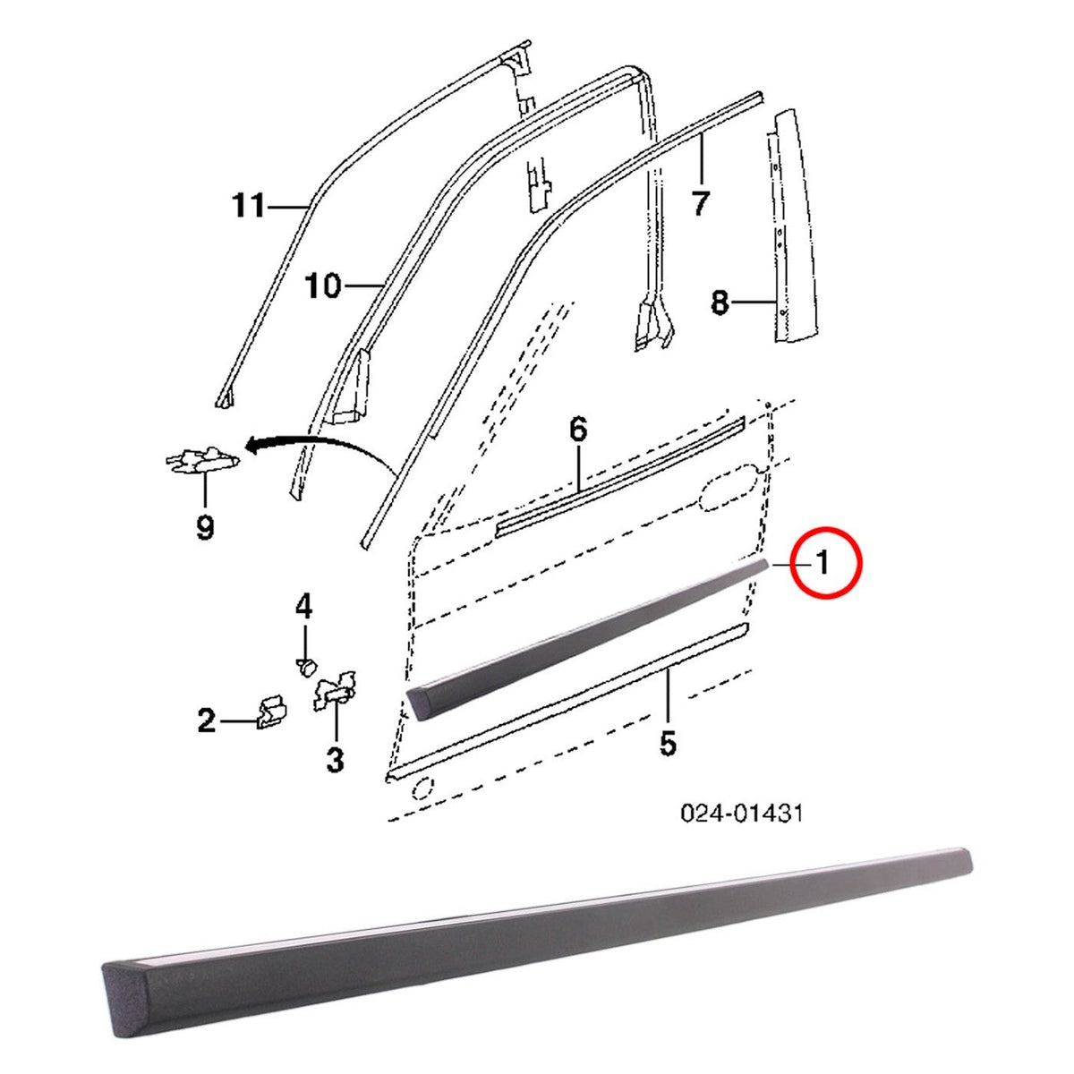 Door Molding Chrome for Mercedes E-Class Sedan/Wagon 2010-2013 Front Left