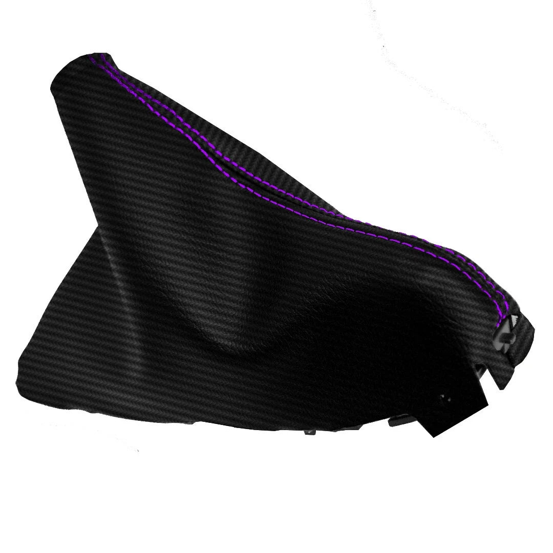E Brake Boot Cover for Mazda 3 (2014–2016) - Carbon Fiber, Purple Stitch