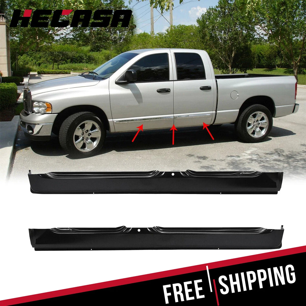 Rocker Panels Set of 2 LH RH for 1500 2500 3500 Dodge Ram (2002-2008)
