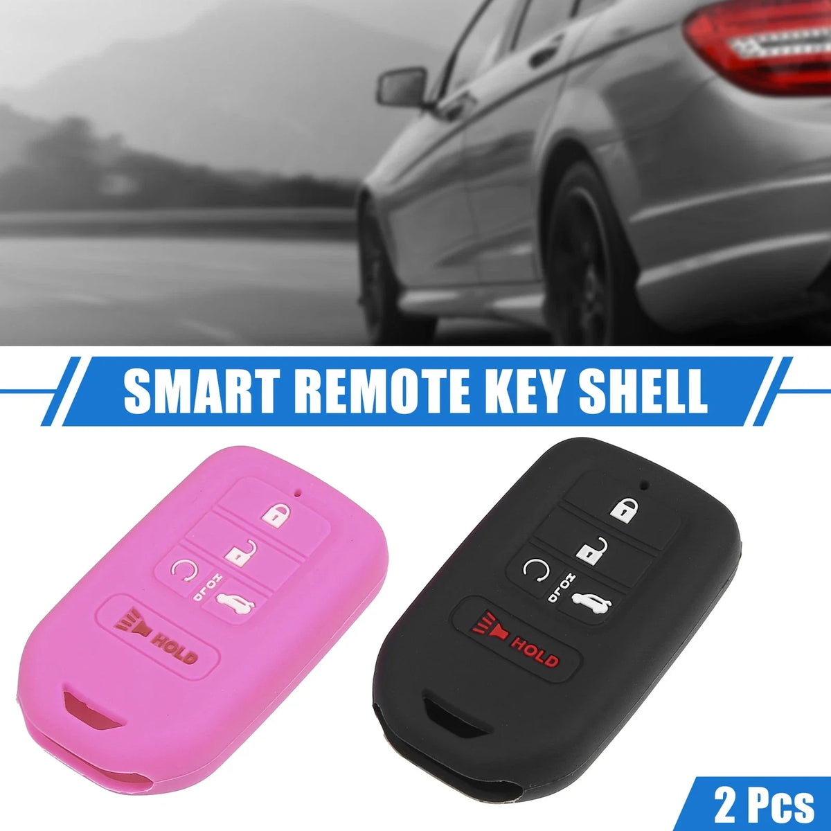 2X 5 Button Smart Remote Key Shell for Honda Accord (2016–2021) Black Pink