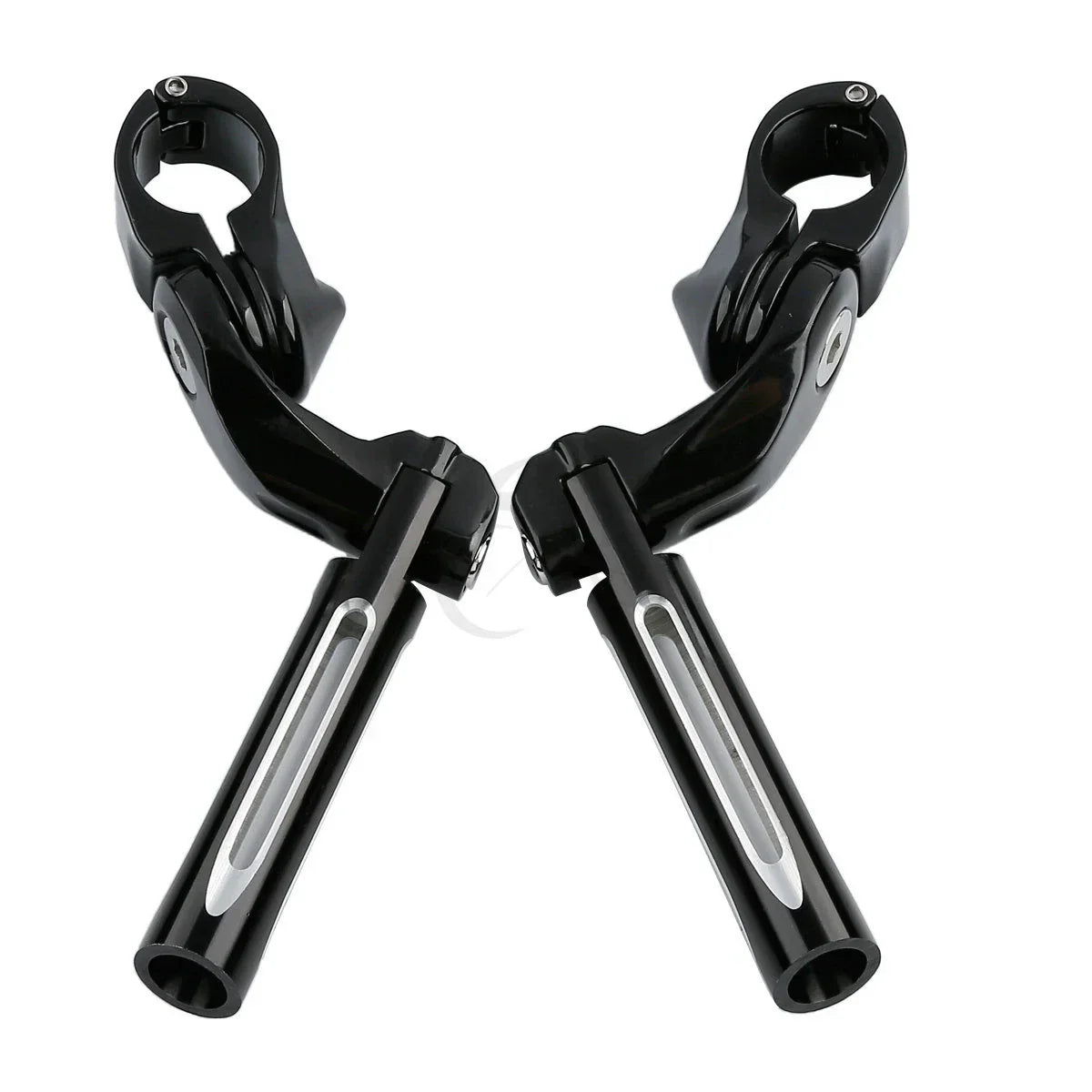 Short Angled Footpegs 1 1/4" Black for Harley Road King & Glide