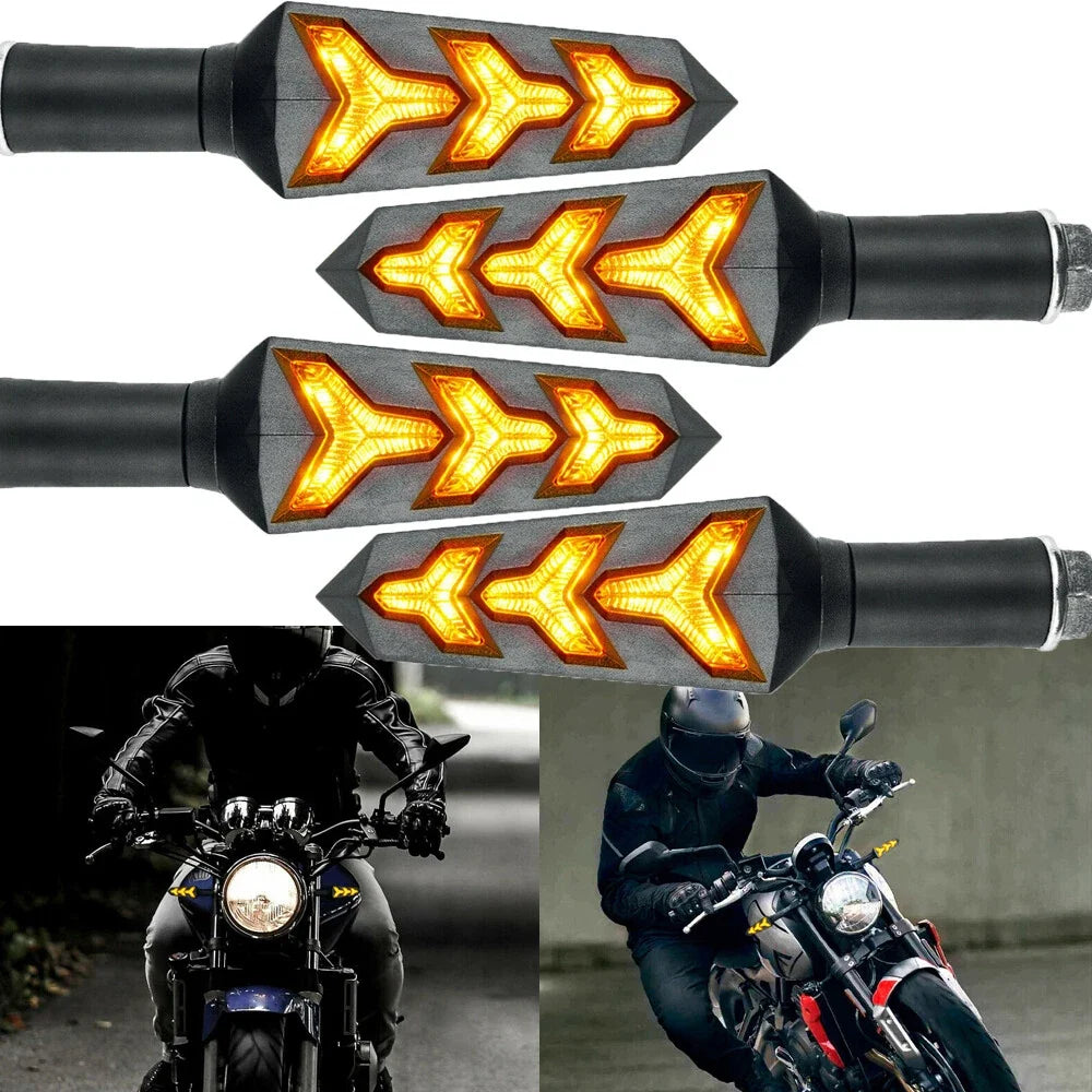 4Pcs Motorcycle Turn Signal LED Flowing Blinkers