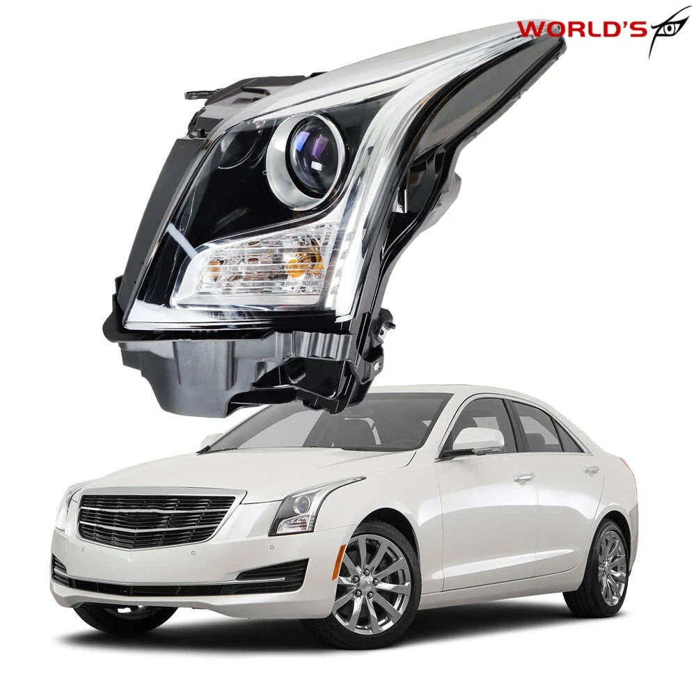 Halogen Projector Headlight Left Side for Cadillac ATS (2013–2018) Chrome