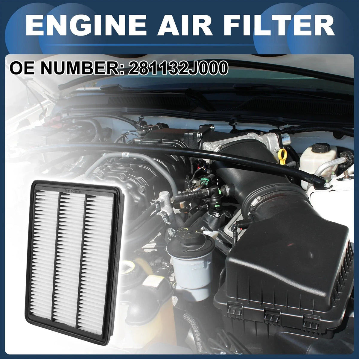 Car Engine Air Filter No. 281132J000 for Kia Borrego (2009) 1Pc