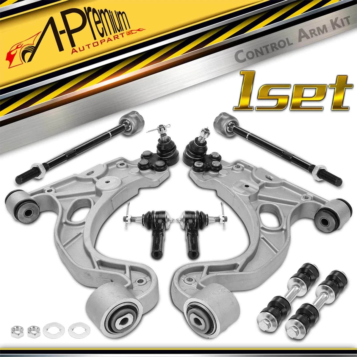 8x Front Control Arm with Ball Joint & Tie Rod End for Buick Oldsmobile