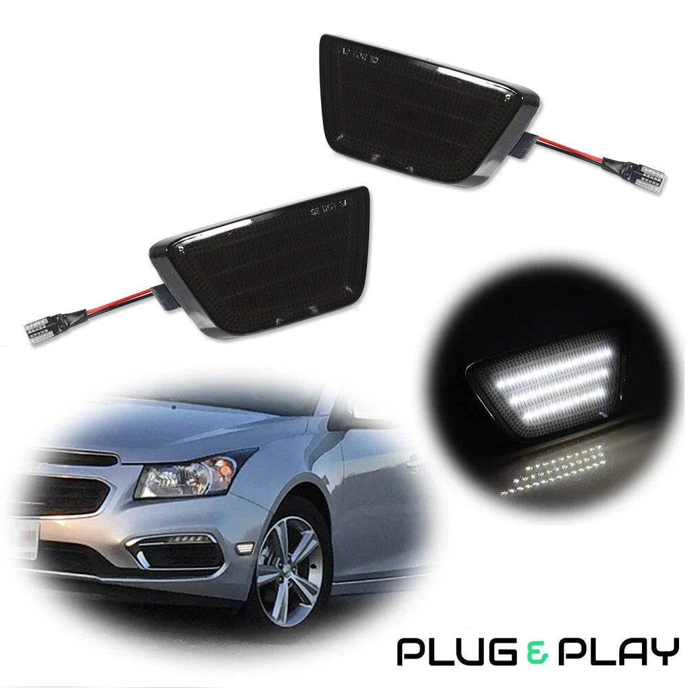White LED Front Bumper Side Marker Lights for Chevrolet Chevy Cruze (2011–2015)