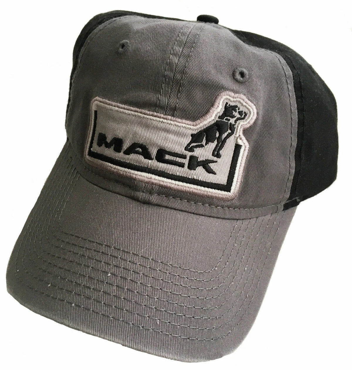 Mack Semi Truck Adjustable Winter Cap Hat - Black Gray Patch