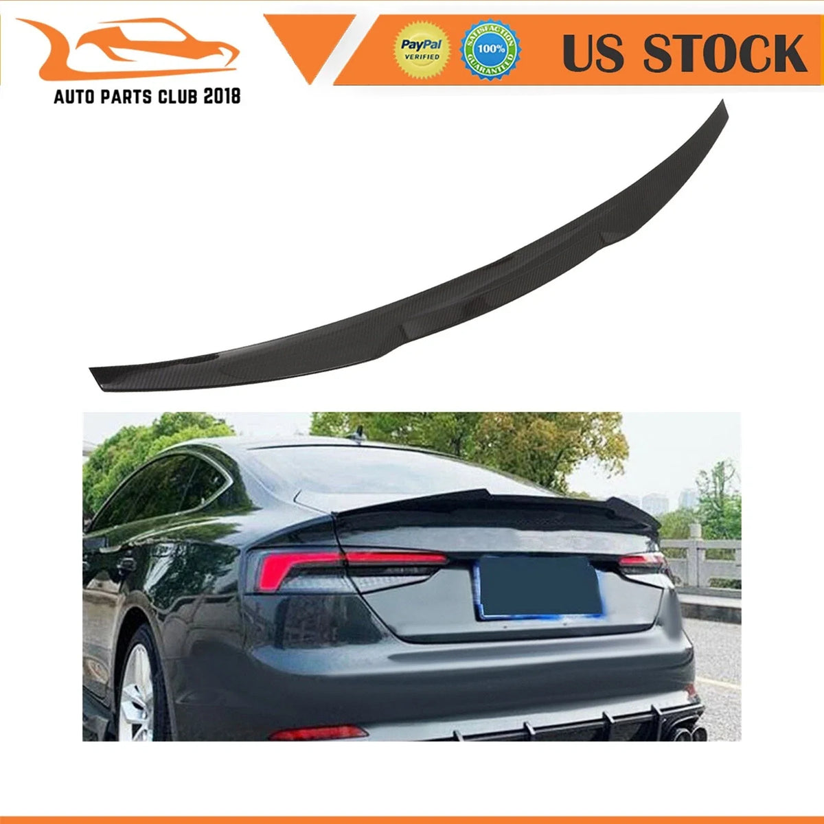 CF Rear Wing Spoiler for A5 S5 4-Door (2017–2020)