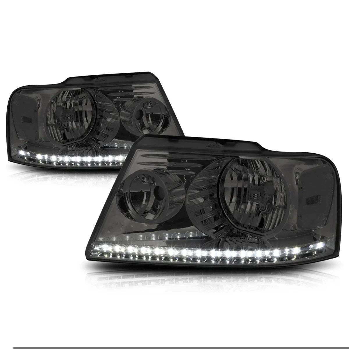 LED DRL Strip Headlight for Ford F150 (2004–2008) - Smoked Housing Clear Corner