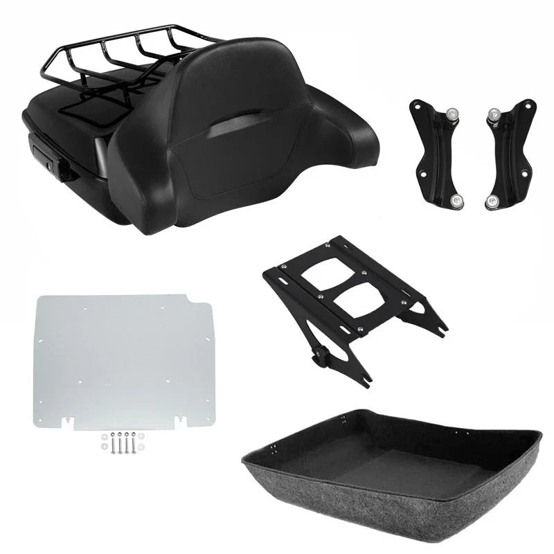 Chopped Black Trunk Pad Rack Mount for Harley Touring 2014-2026