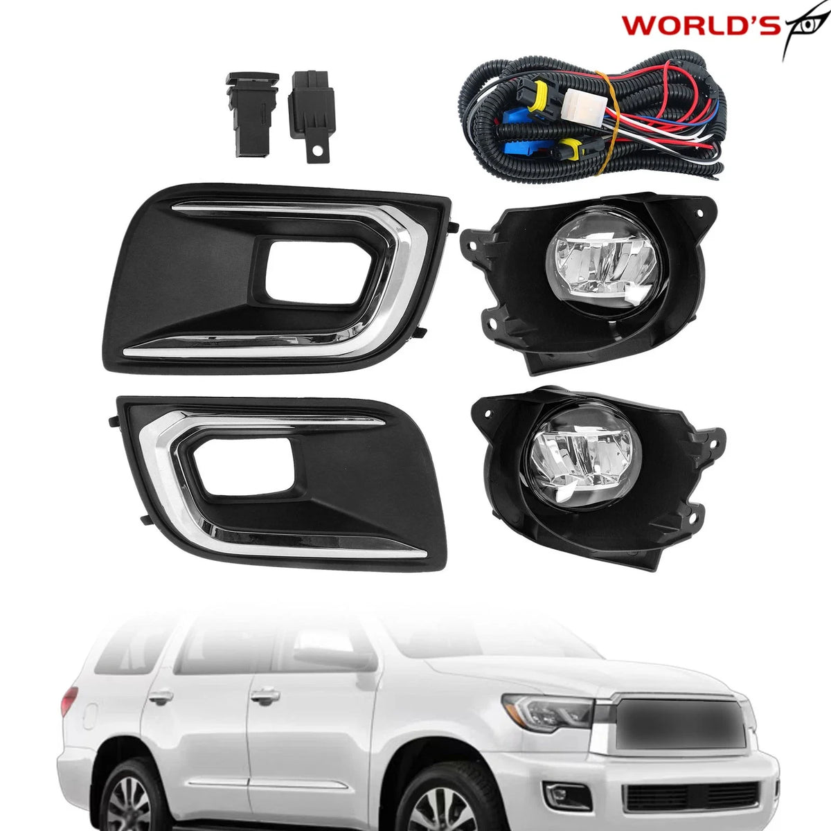 Pair LED Front Bumper Fog Lights for Toyota Sequoia (2018–2022)