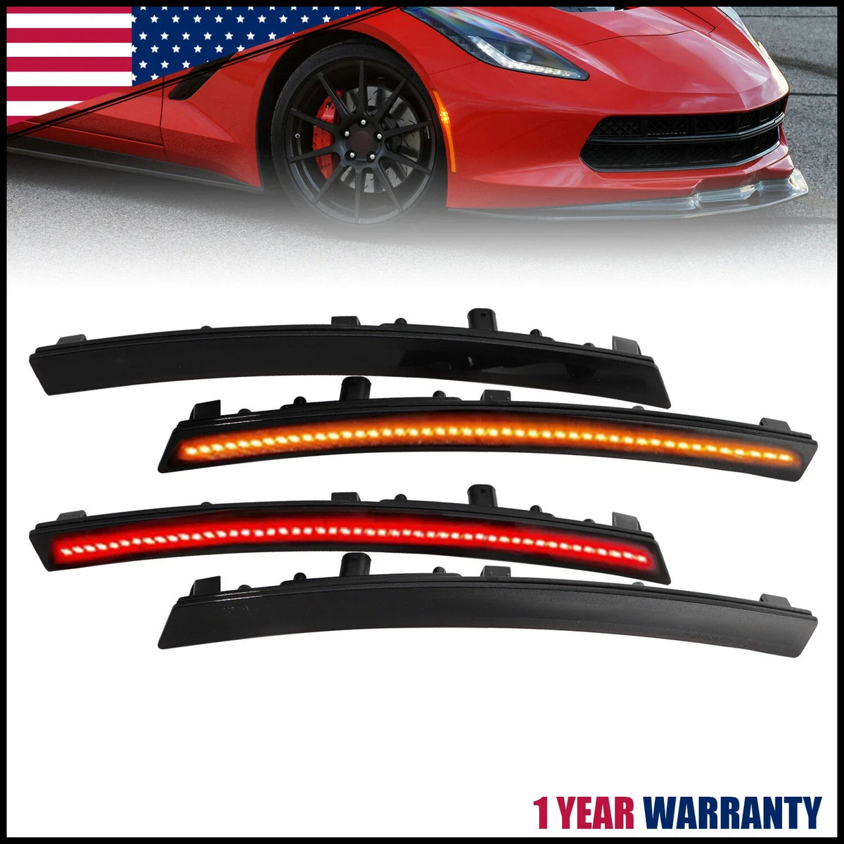Smoke LED Side Marker Lights for Chevy Corvette C7 2014-2019