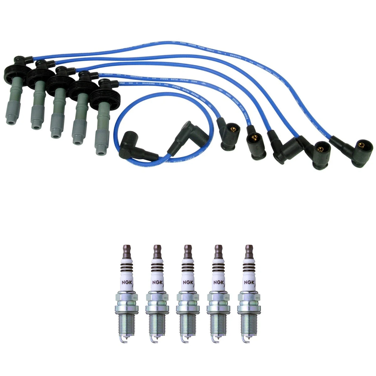 NGK 7mm Wire Set & Iridium Spark Plug Kit for Volvo S60 V70 850 (1993–2000)