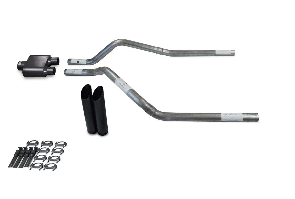Dual Exhaust Kit with Black Tips for 1992-1994 GMC Jimmy, 1 Chamber Muffler