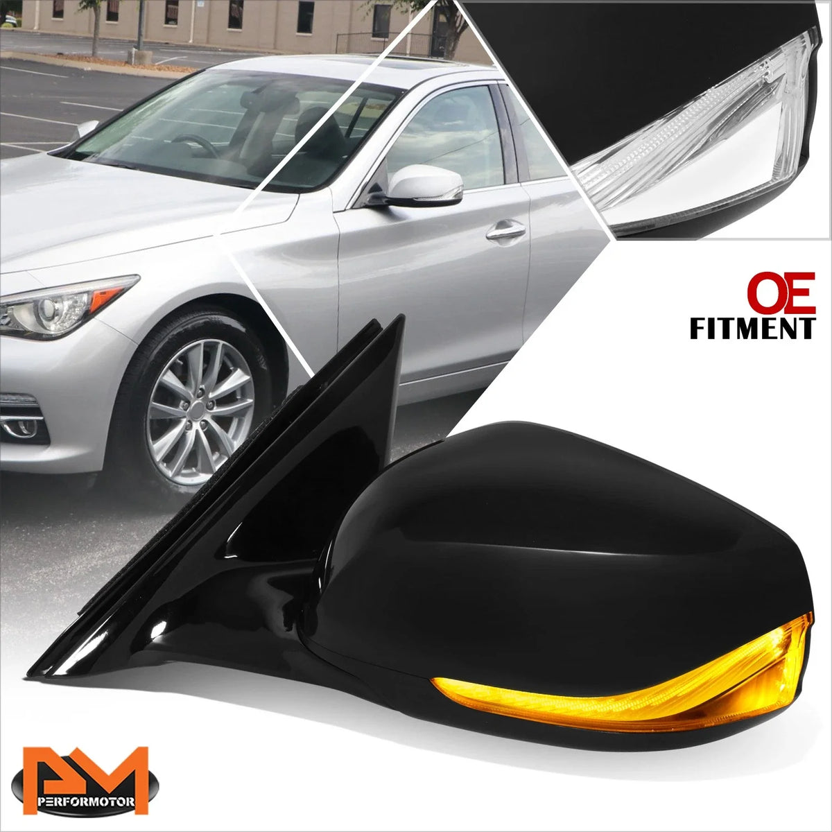 Heated Power Signal Side Mirror for Infiniti Q50 2014 to 2021