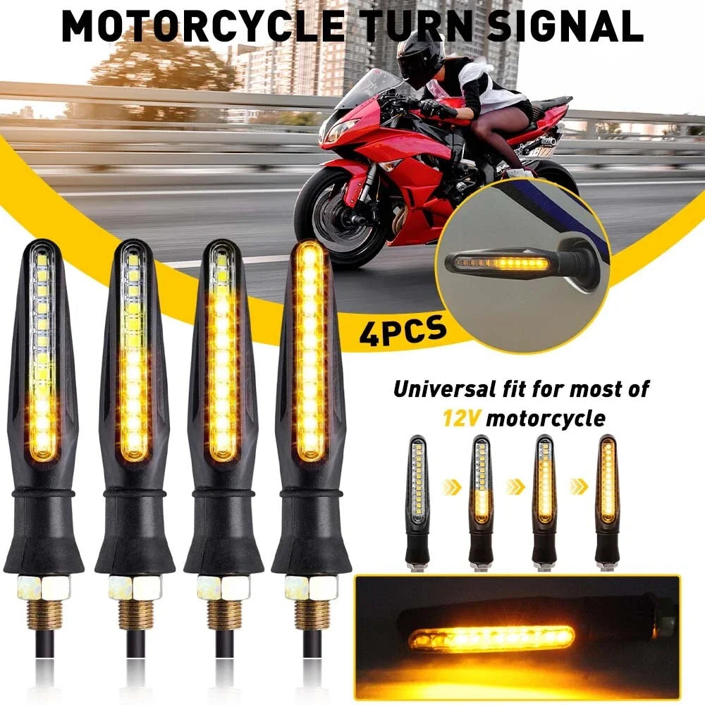 Amber LED Turn Signal Blinkers - Set of 4 for Universal Motorcycles