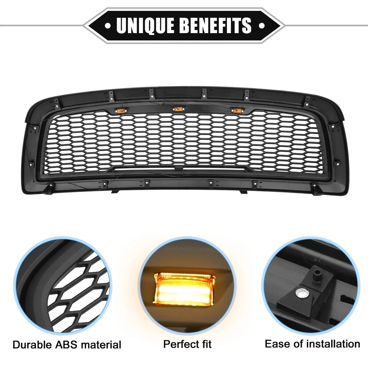 LED Light Front Grille Assembly for 2010 Dodge Ram 3500 - Matte Black