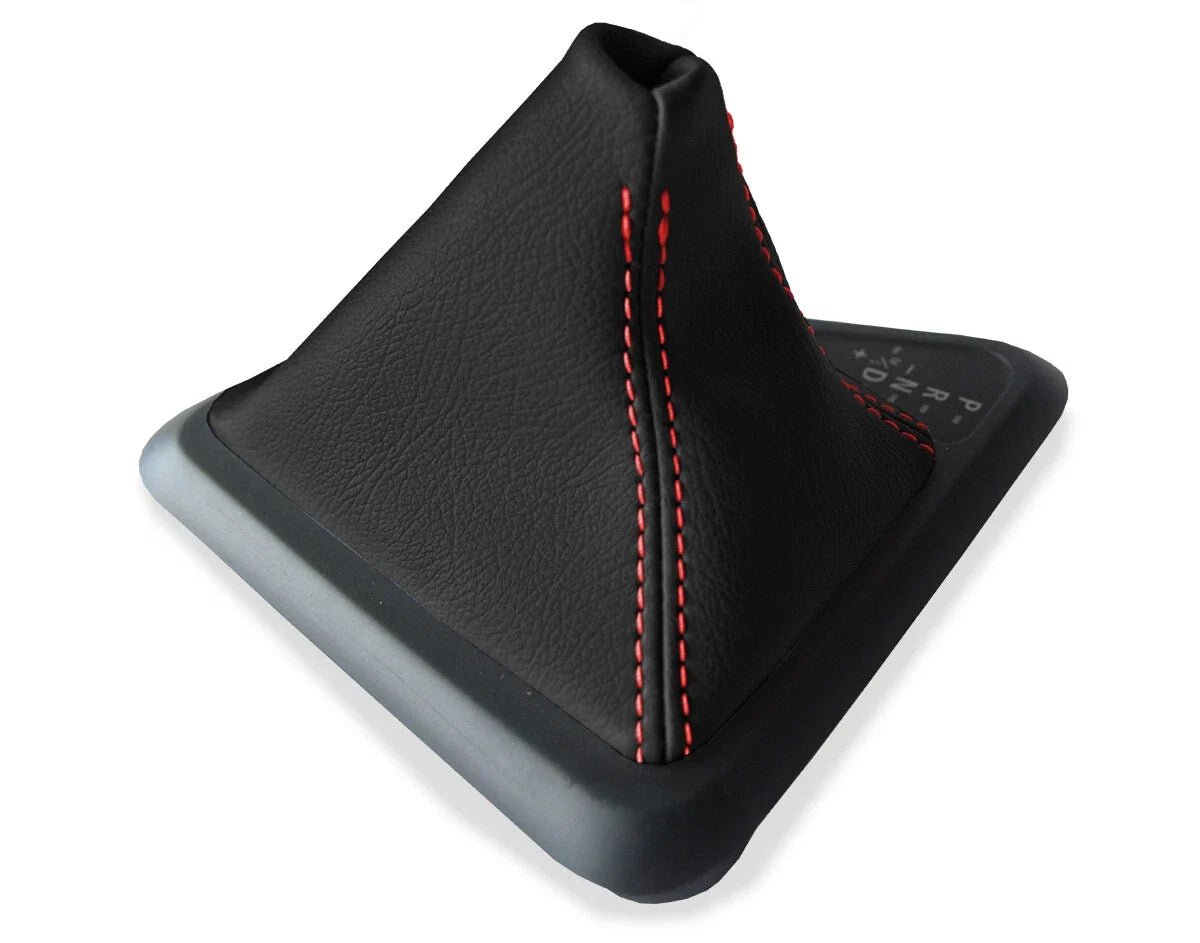 Leather Automatic Shift Boot Cover for BMW E81 E82 E87 (2004–2013) Red Stitch