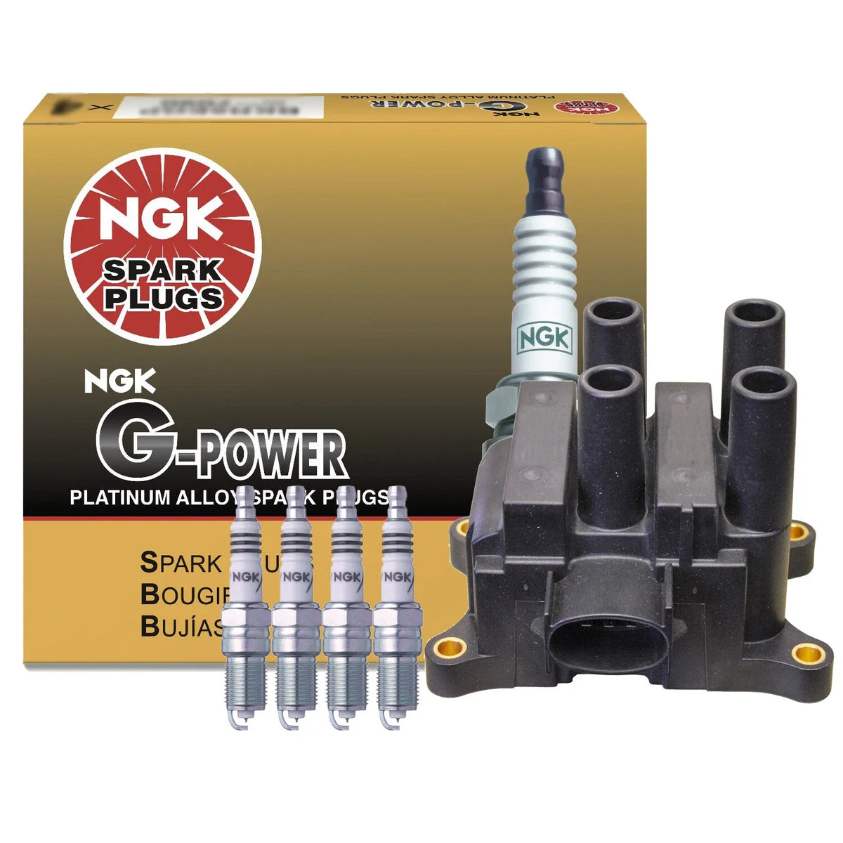 Set of 4 Denso COP Ignition Coils & NGK Iridium IX Spark Plugs for Ford Mazda