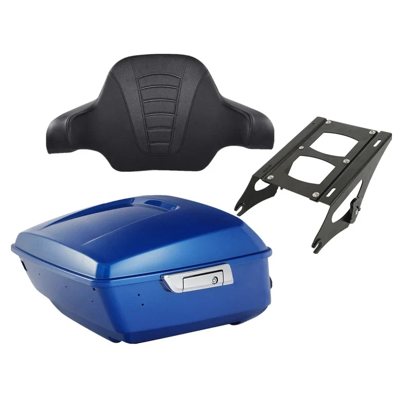 Trunk Backrest Pad Mount Rack - Harley Touring (2014-2026) - Electric Blue