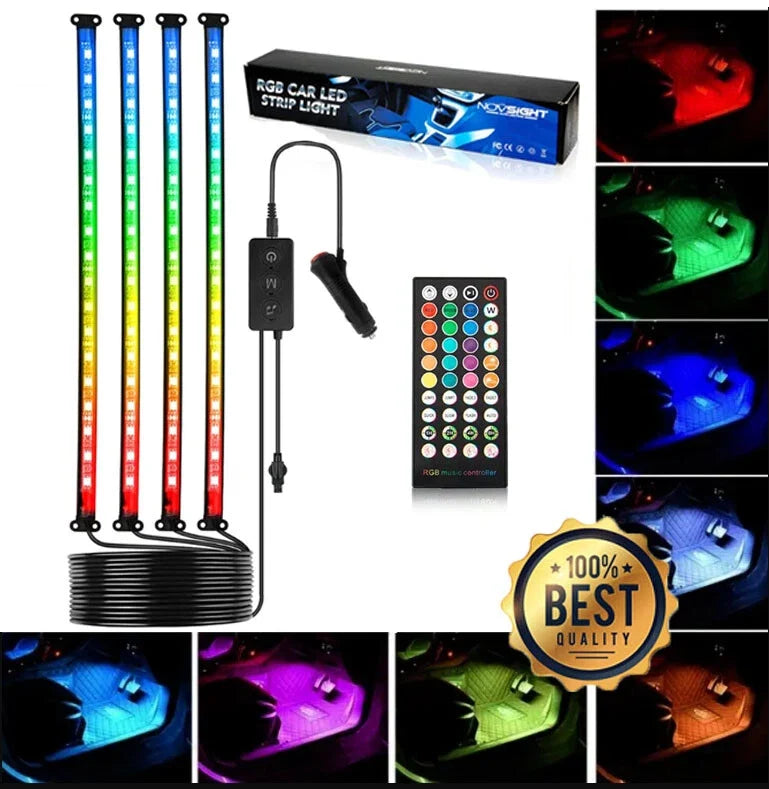 Universal Fit 2X RGB LED Strip Lights for Car Interior