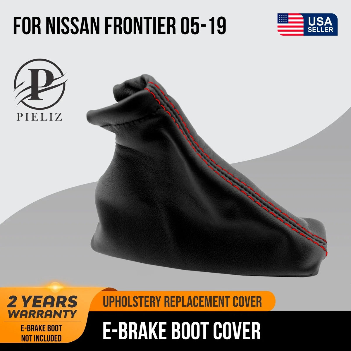 E Brake Boot Cover for Nissan Frontier (2005–2019) Red Stitch PVC Leather
