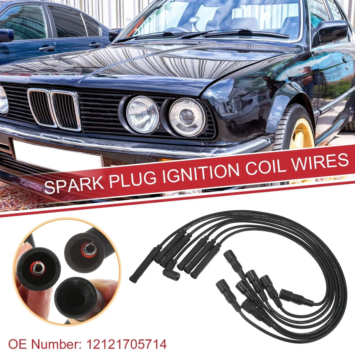 Ignition Coil Cable and Spark Plug Wire 7pcs for BMW 325es 1986-1987