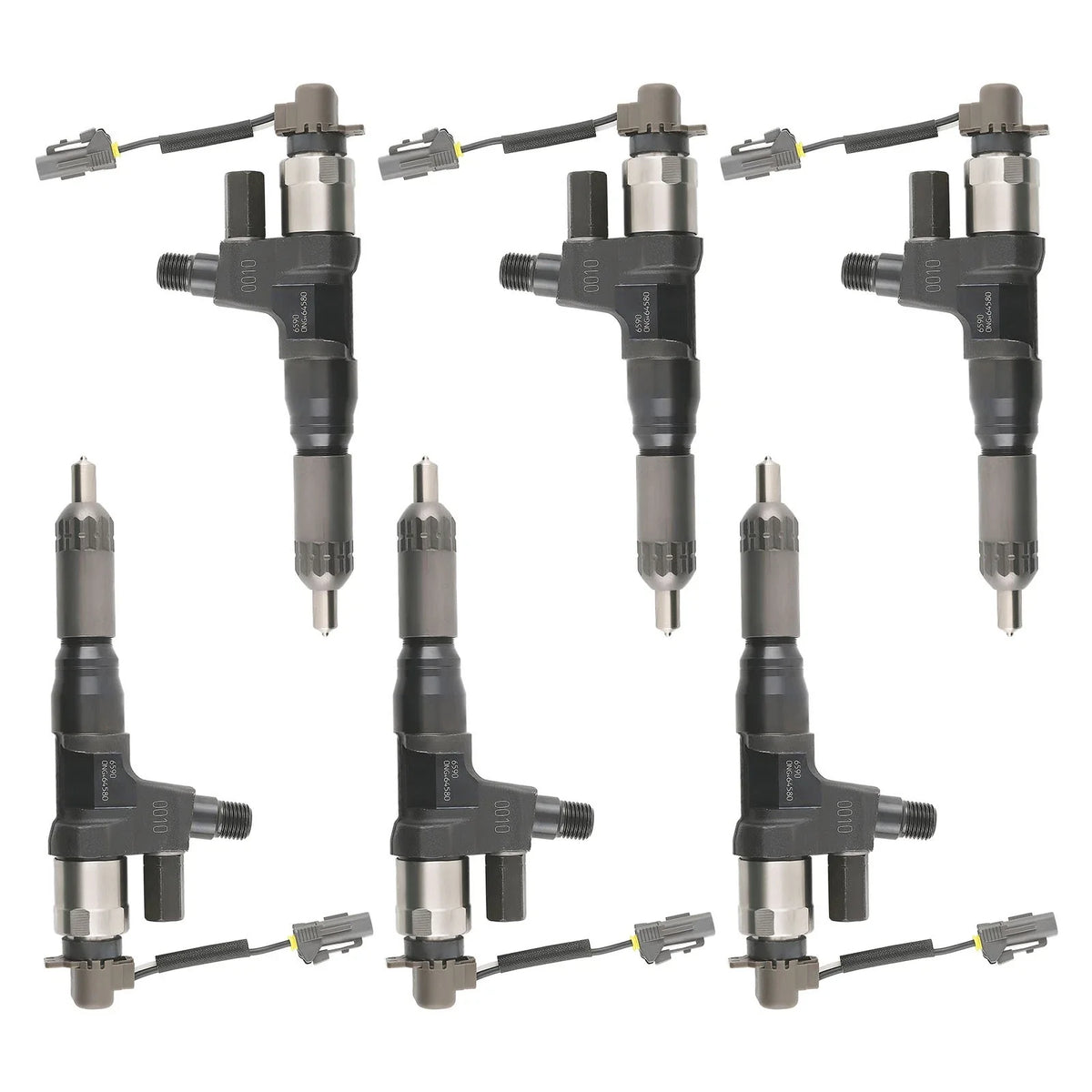 Set of 6 Diesel Fuel Injectors for SK350-8 SK200-8 SK210-8 Hino J08E