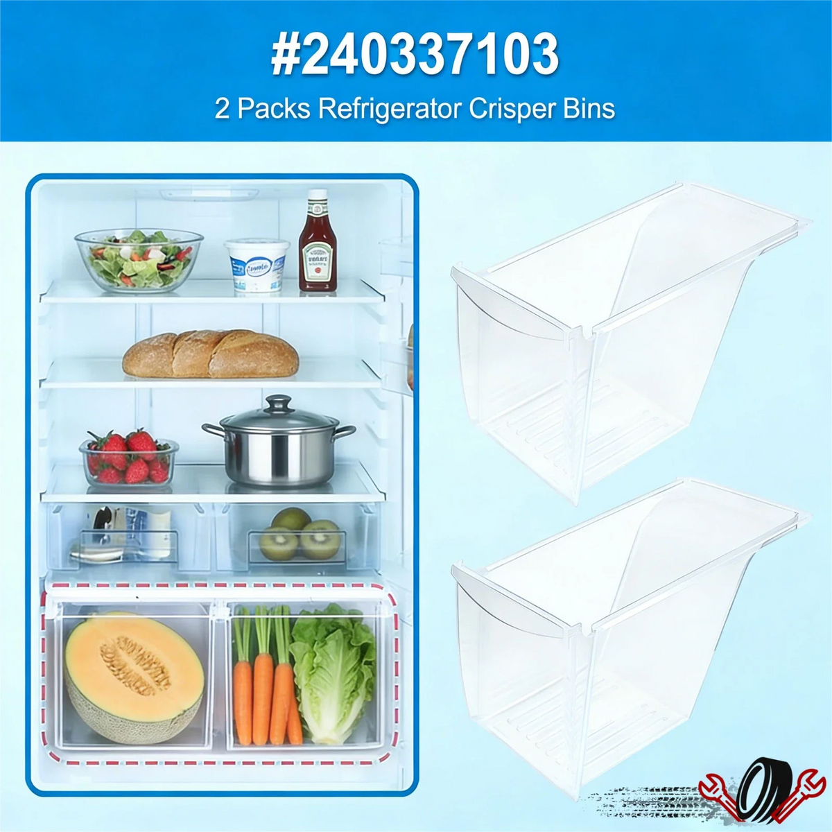 2 x Crisper Drawer for Frigidaire Refrigerator (Compatible)