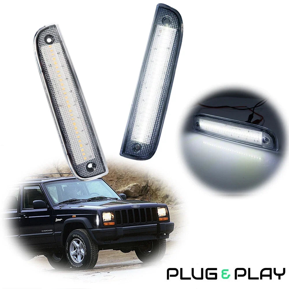 Clear White LED Front Side Marker Lights for Jeep Cherokee (1997–2001)