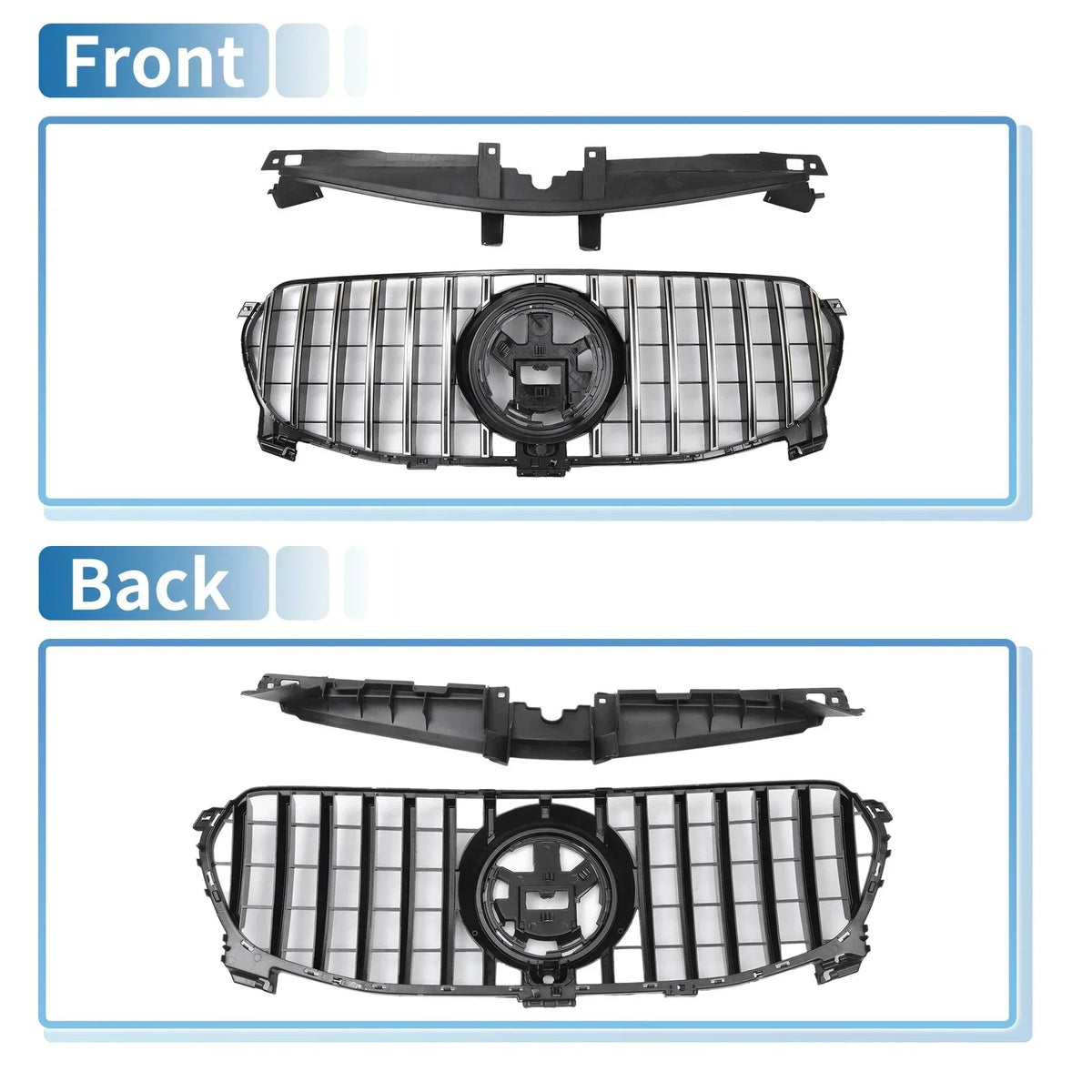 Front Upper Grille in Chrome Silver Tone for 2022 Mercedes-Benz GLE580