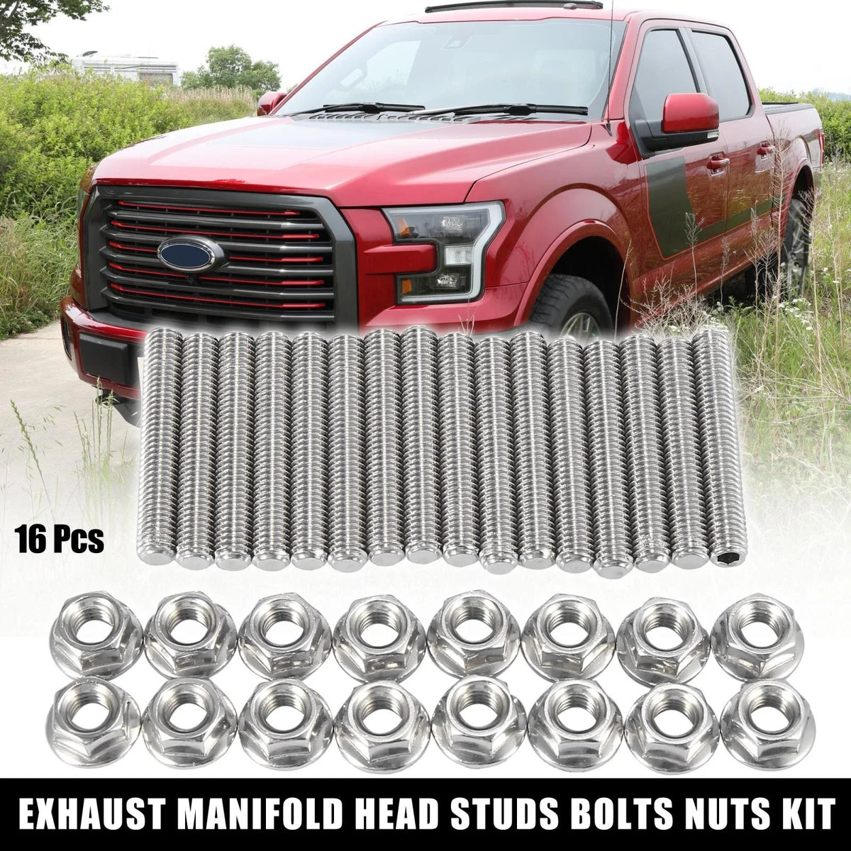16pcs Exhaust Manifold Bolt Studs for Ford 4.6 5.4 Liter (1997–2008)