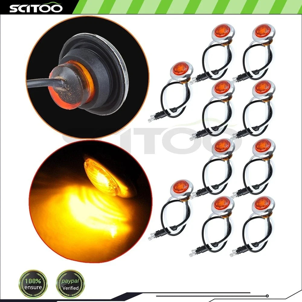Set of 10 Amber 3/4" LED Side Marker Lights for Freightliner