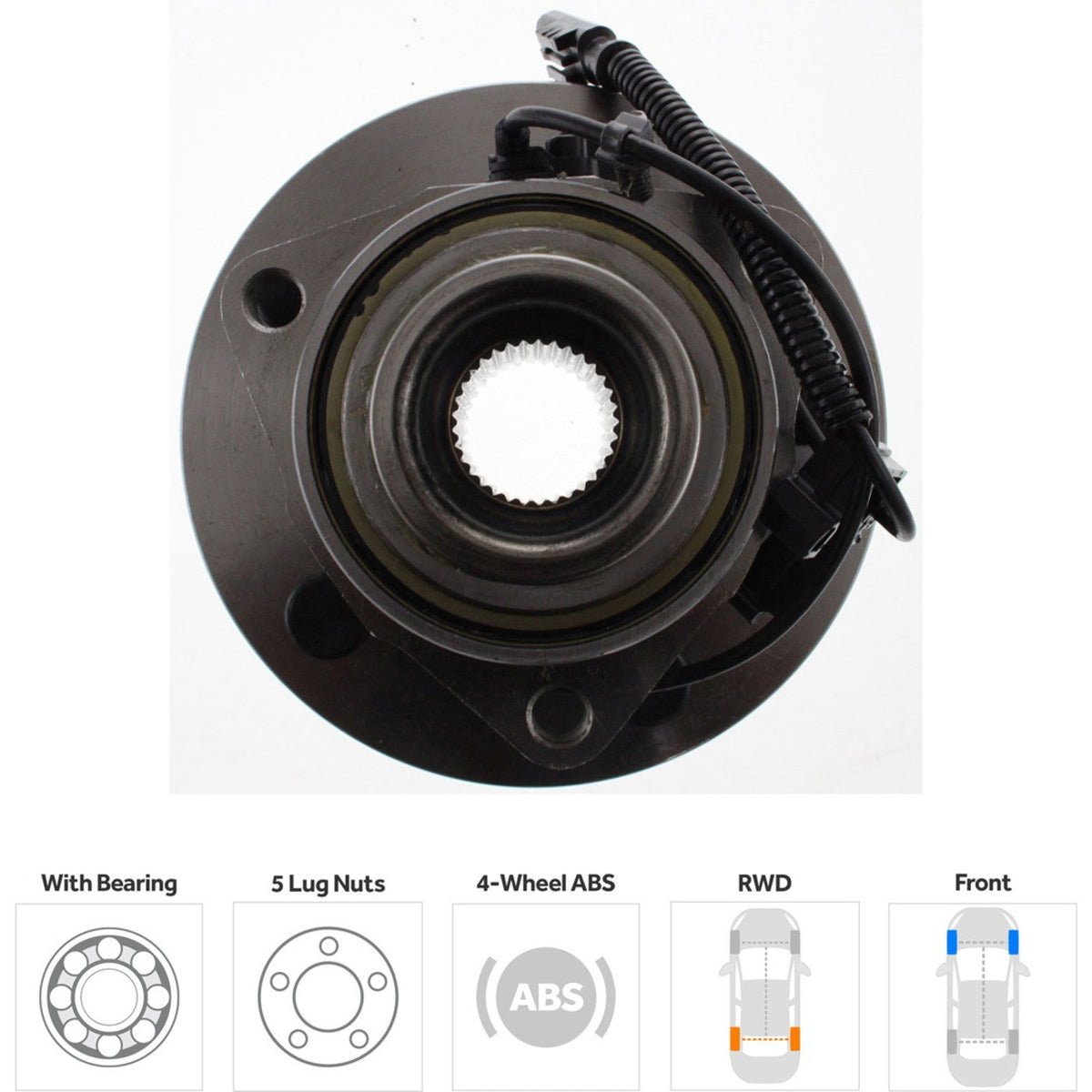2-Piece Front Wheel Hub Set for 4-Wheel ABS Vehicles