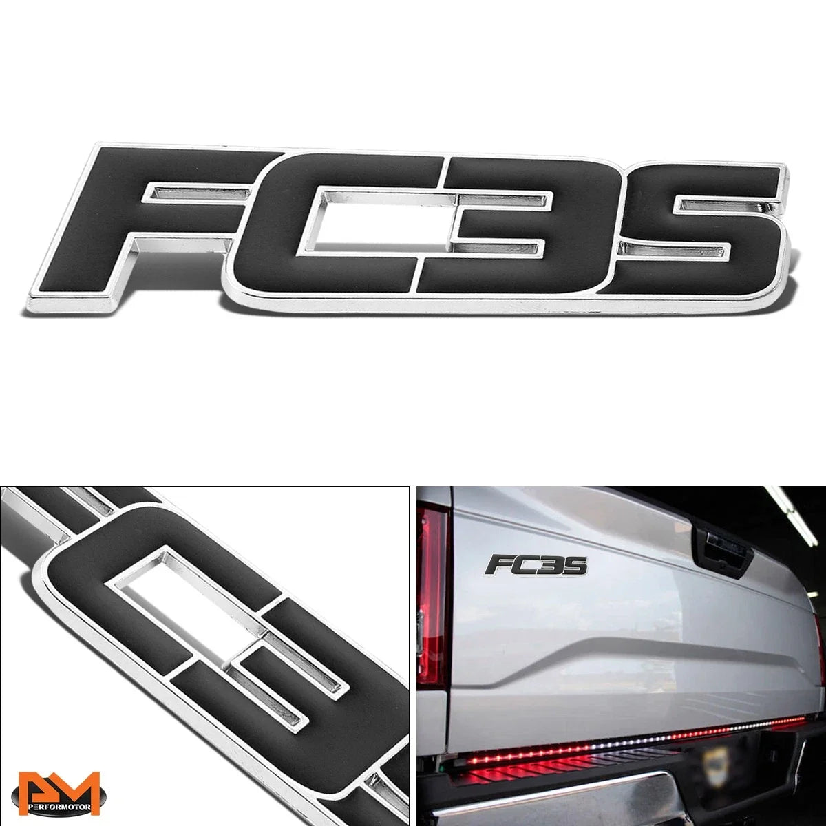 3D Decal Black Emblem in Polished Metal for Mazda RX-7 (1985–1991)