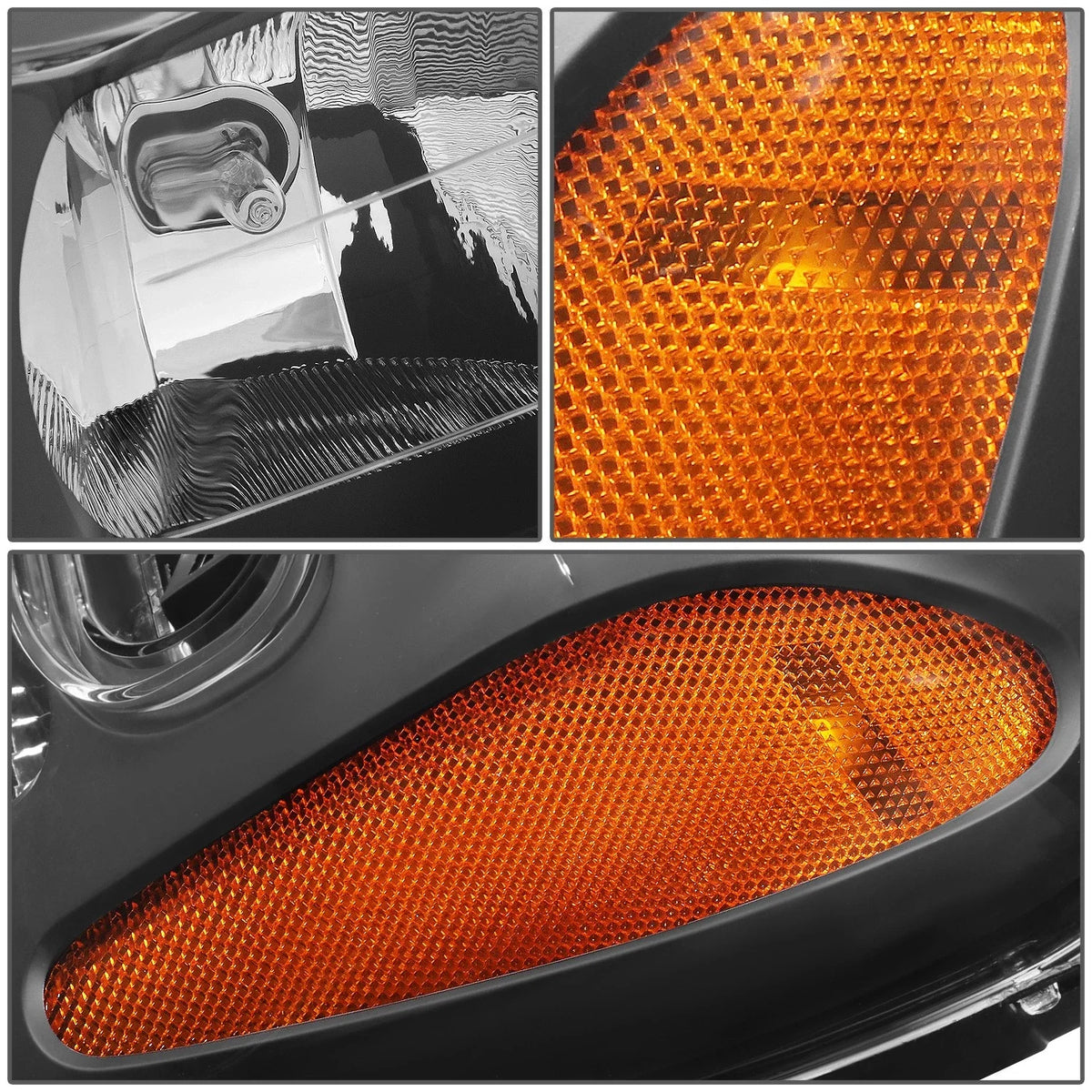 Pair of Black/Amber Signal Headlight Lamps for Chevy Trailblazer (2002–2009)