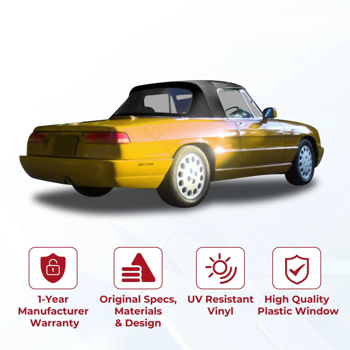 Soft Top with Plastic Window in Black Vinyl for Alfa Romeo Spider 1971-1994