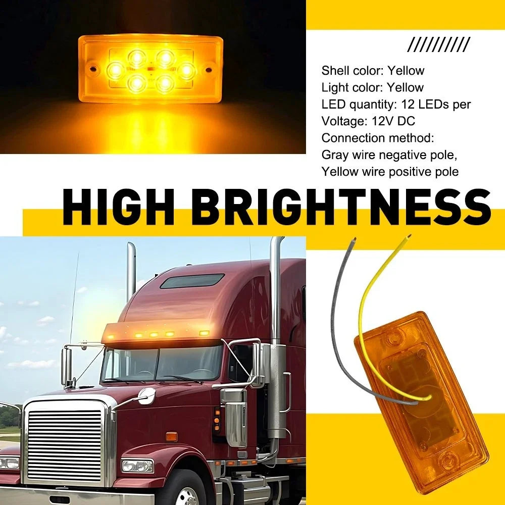 5PCS Amber LED Cab Roof Clearance Lights for Freightliner Volvo (EXV)