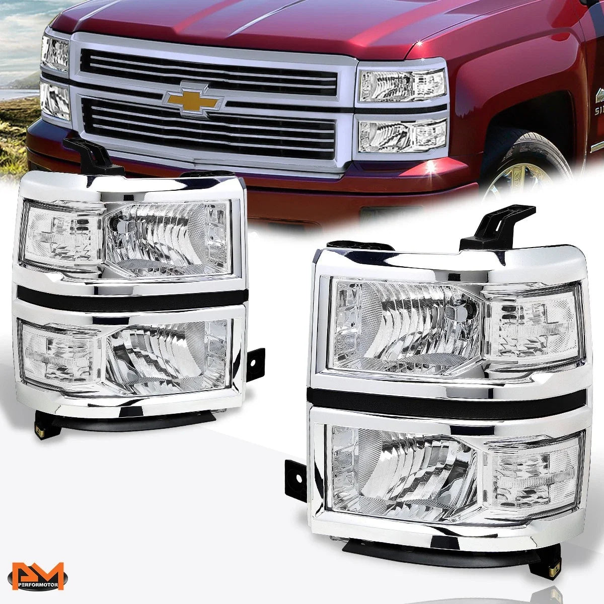 Replacement Headlight with Clear Corner for Chevy Silverado 2014–2015