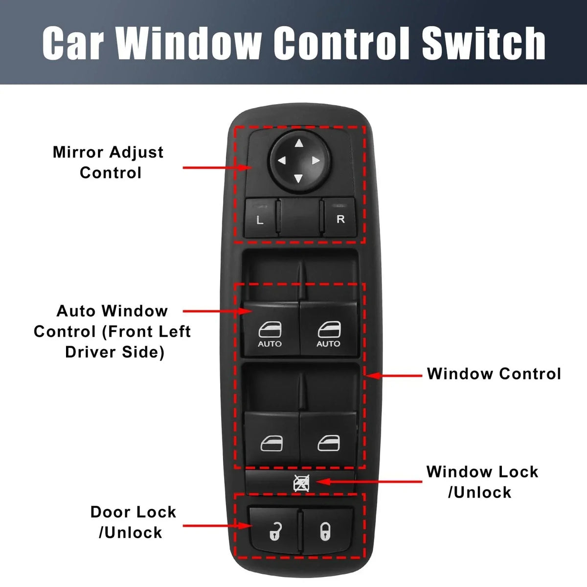 Button Panel for Car Window Switch - Ram 5500 2010-2023