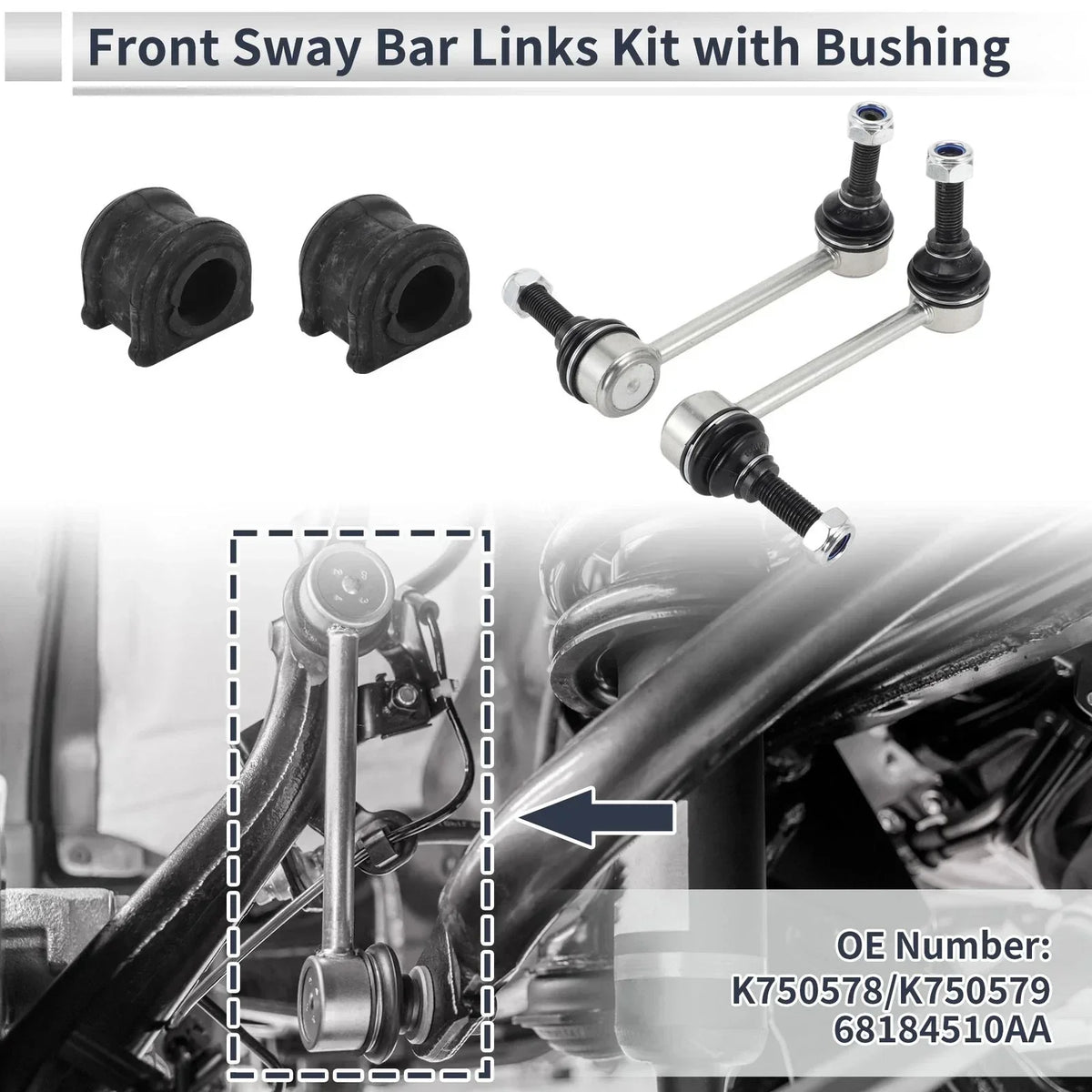 2 Pcs Front Stabilizer Bar Links and Bushings for Jeep Grand Cherokee 1999-2004