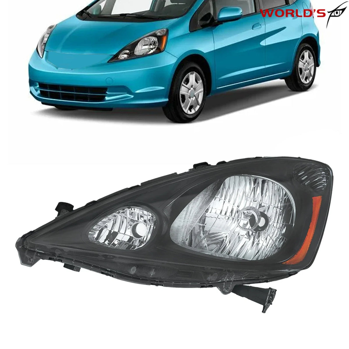 Halogen Headlight for Honda Fit Sport (2009–2011) Black Housing