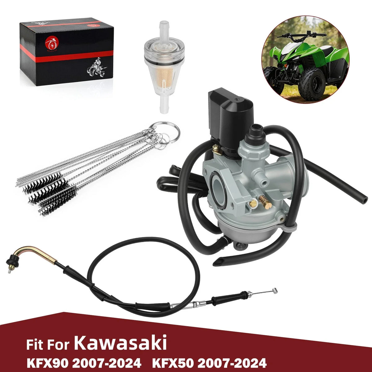 Carburetor with Throttle Cable 15004-Y006 for Kawasaki KFX50 2007-2024