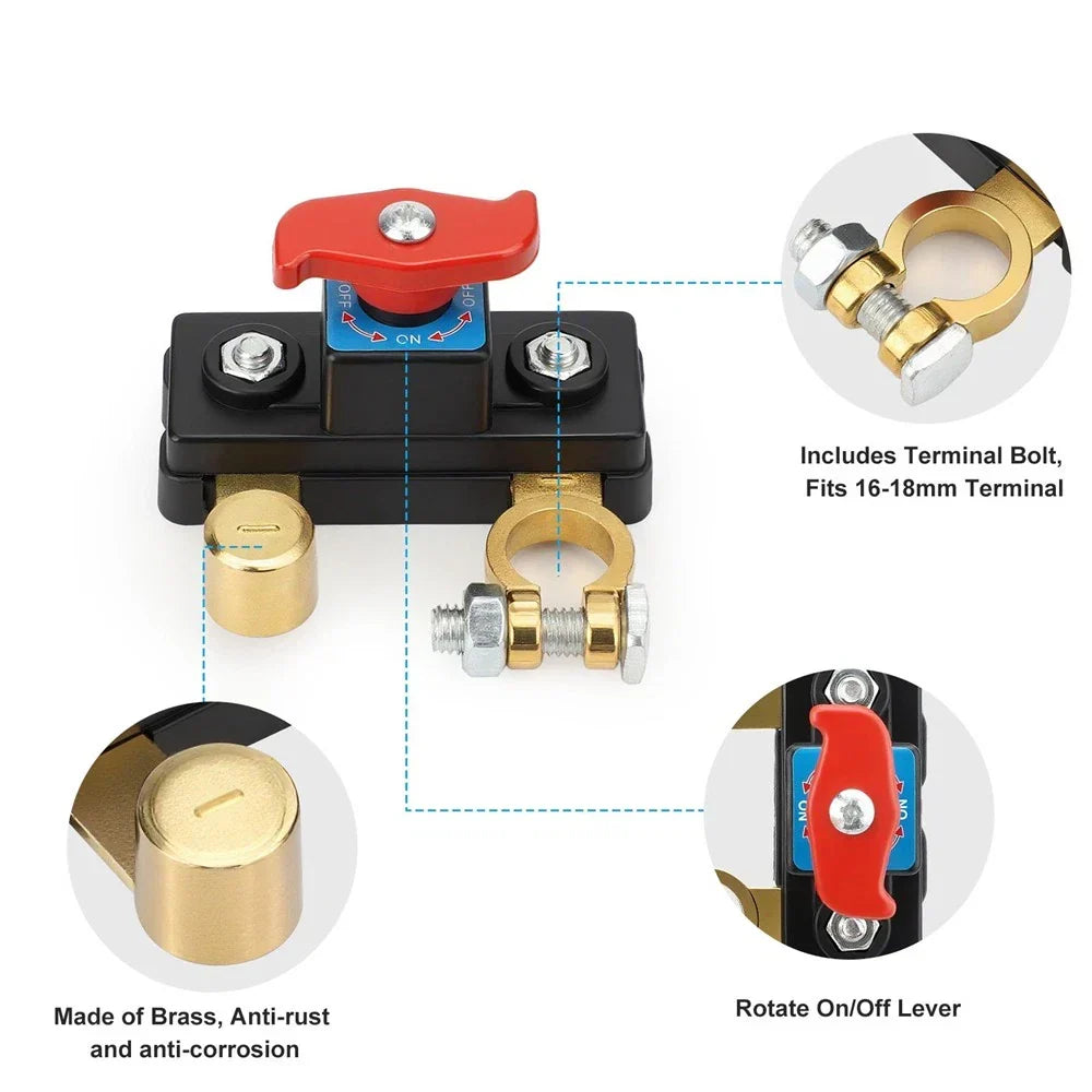 12V & 24V DC Terminal Switch for Battery Disconnect in RVs and Cars