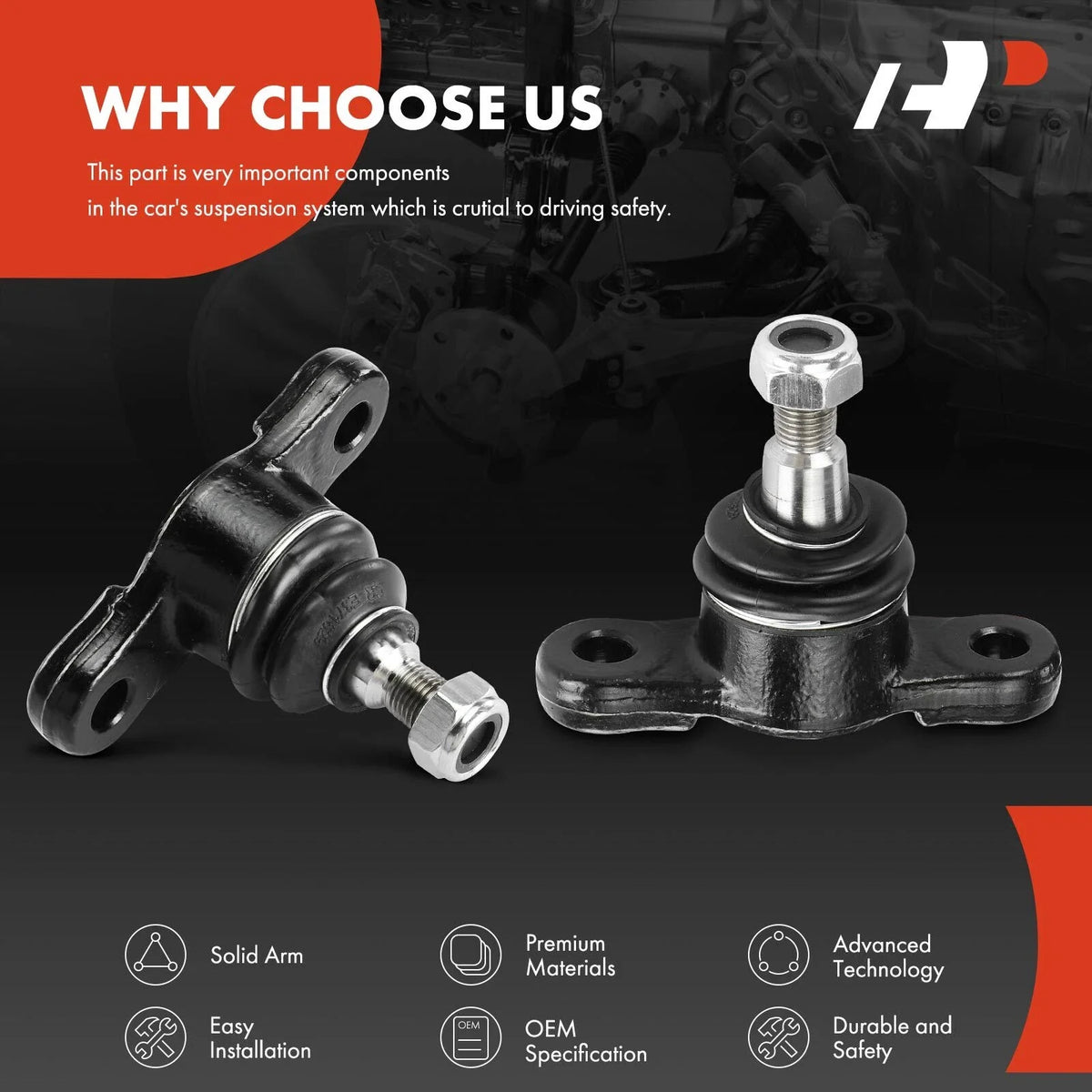 2X Front Ball Joint Set for Honda S2000 (2000–2009) - Lower