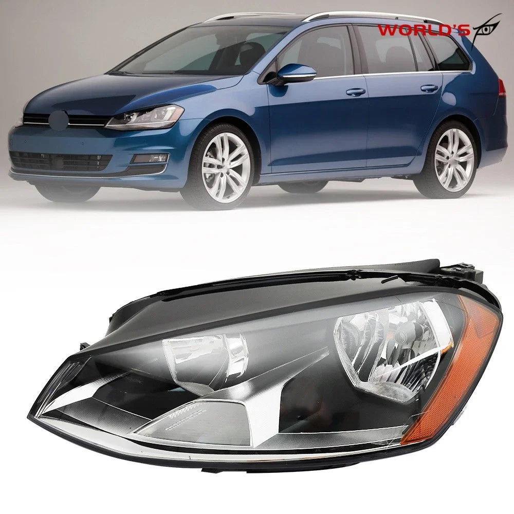 Headlight Assembly for Volkswagen Golf MK7 (2015–2017) Halogen Driver Side Black