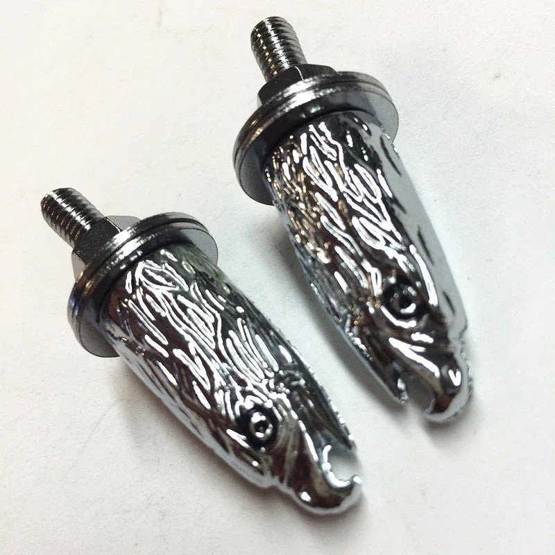 Set of 2 Chrome Eagle Head Bolts for License Plate Frame - Universal