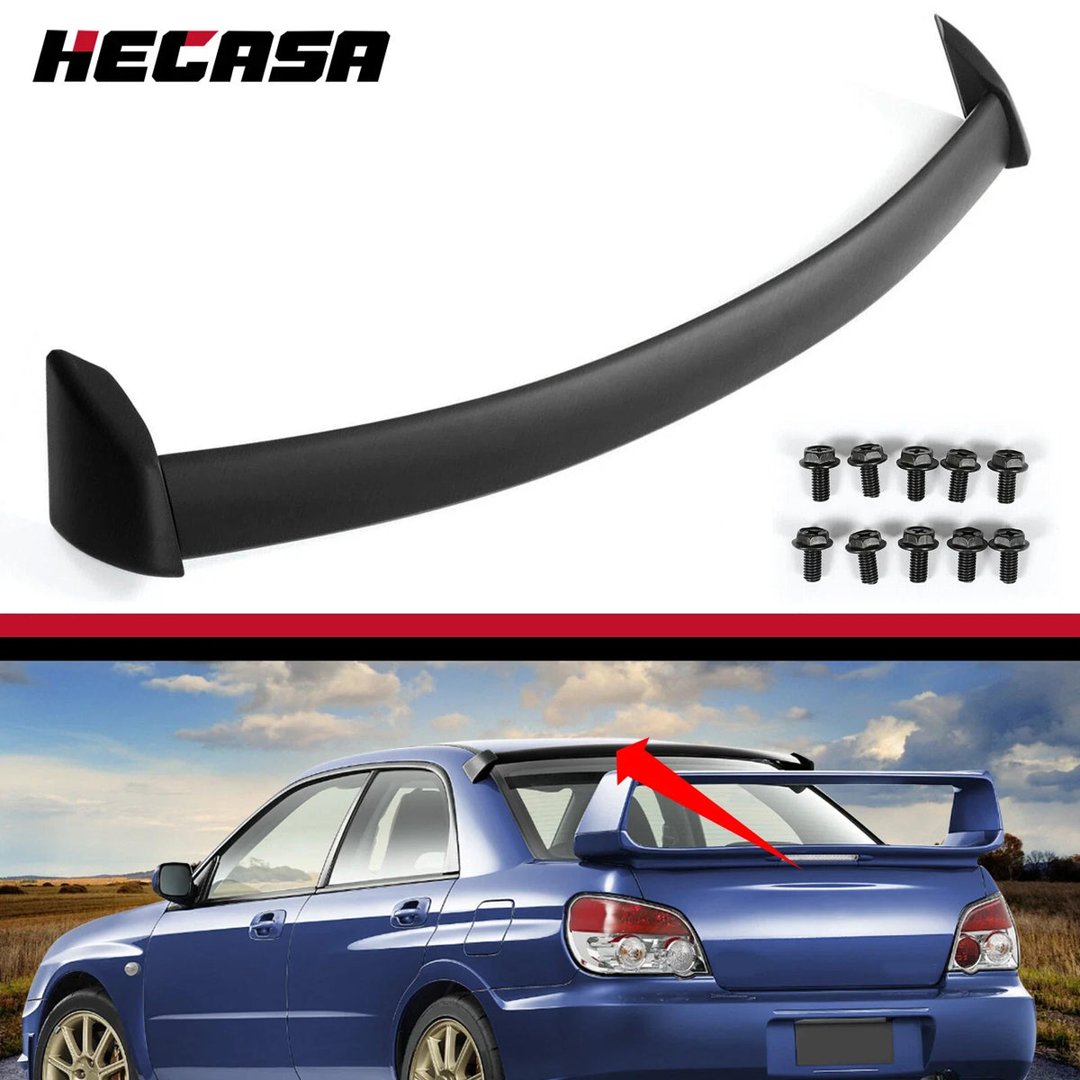Matte Black Rear Roof Spoiler for WRX STI Subaru Impreza 2002-2007
