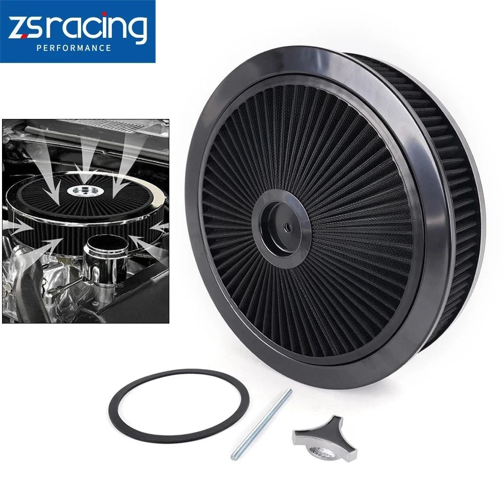 Round Washable Air Cleaner 14" x 3" w/ Chrome Lid for SBC BBC