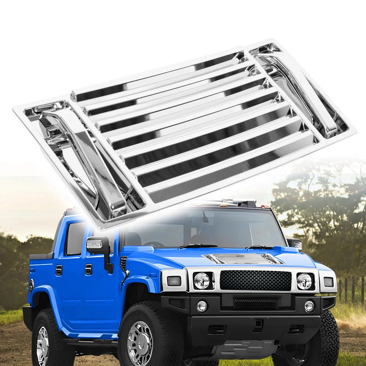 Chrome Hood Grille Vent Panel for Hummer H2 2003-2009